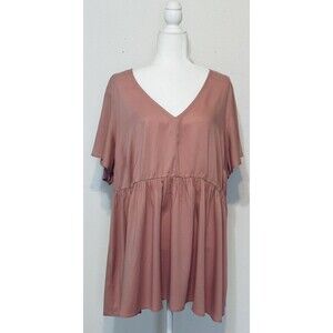 NWT Torrid Women Size 3X Challis Pink Babydoll Dress Essential Minimalist Staple